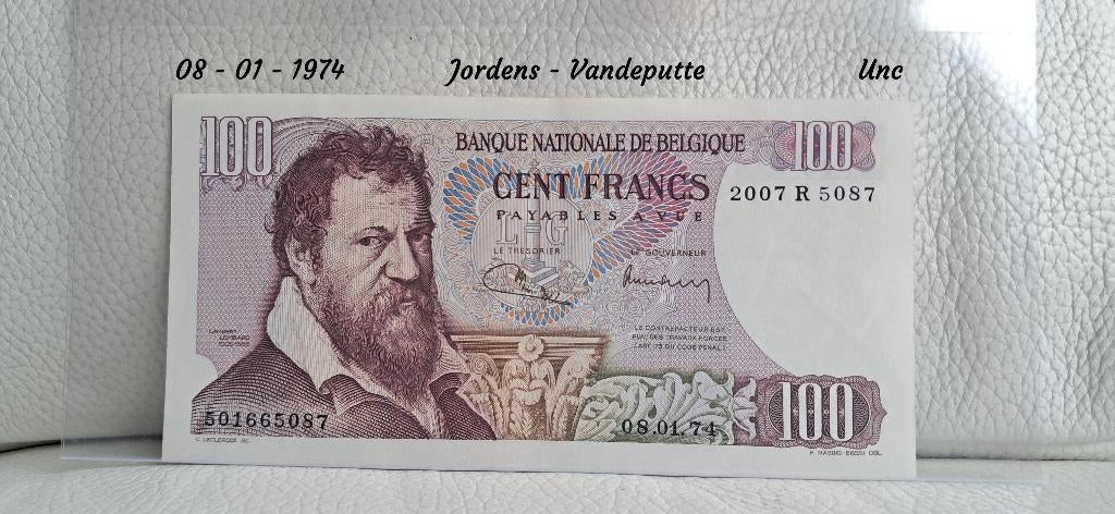 100 francs Lombard - 1974 - Unc, Timbres & Monnaies, Envoi, Billets en vrac