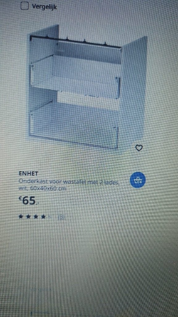 Enhet wastafel met twee lades Ikea 60*40*60, Doe-het-zelf en Bouw, Sanitair, Ophalen, Nieuw, Wastafel