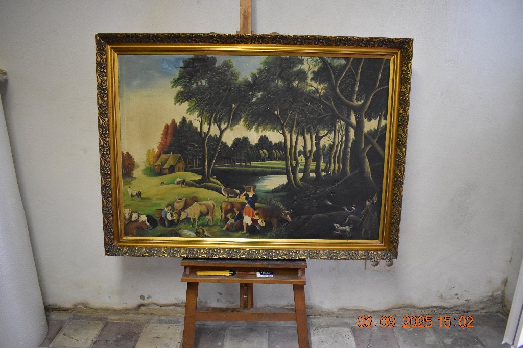 Deciain.A grand beau tableau paysage sur toile, Antiquités & Art, Œuvre originale, Peinture à l'huile, Paysage, Enlèvement