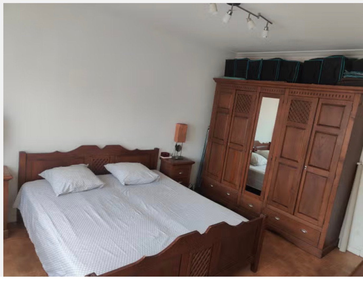 chambre à coucher chêne 2 personnes baldaquin + …, Maison & Meubles, Enlèvement, Utilisé