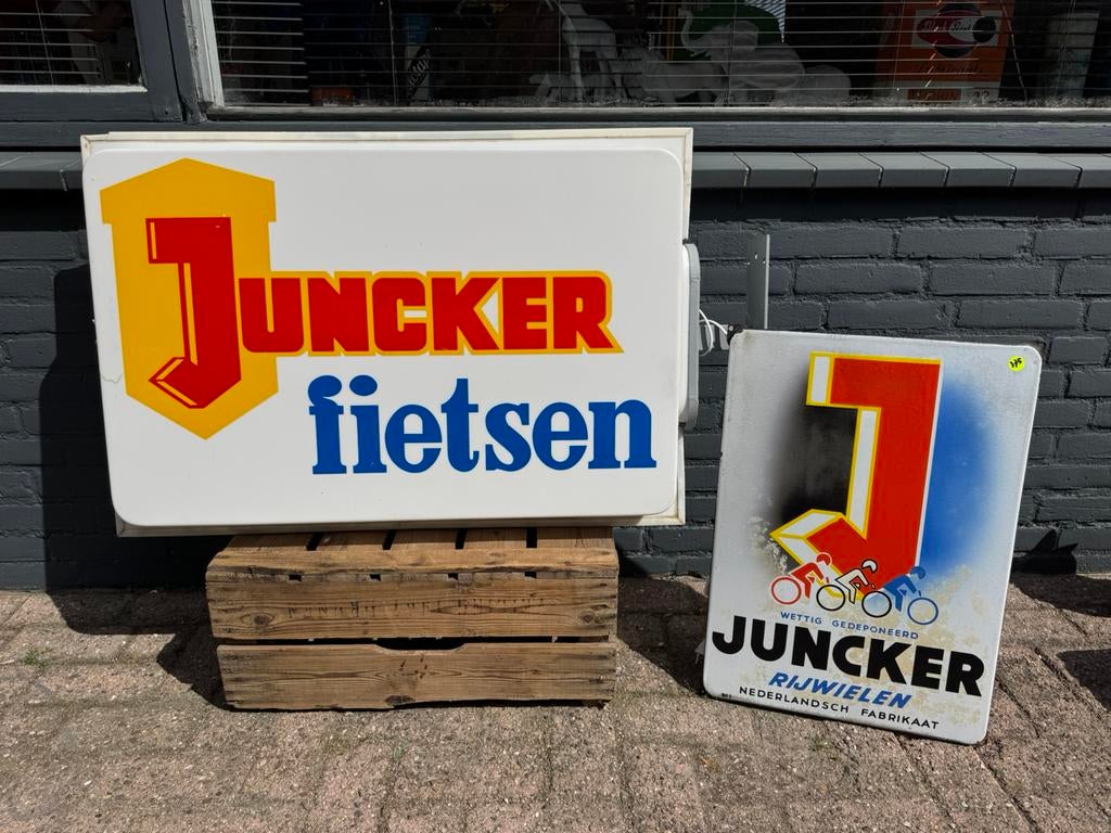 Juncker fietsen oude reclame lichtbak, Ophalen, Gebruikt, Lichtbak of (neon) lamp