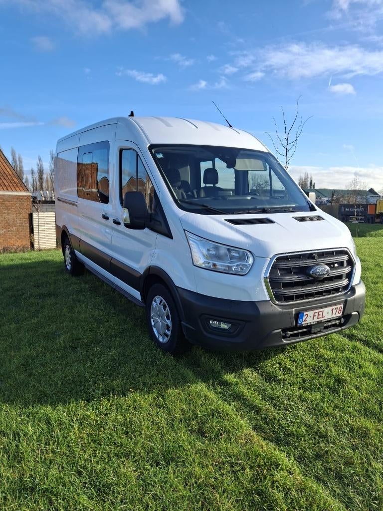 LEASING / RENTING FORD TRANSIT 2.0 TDCI - DC 6 PLAATSEN, Auto's, 1995 cc, Euro 6, Wit, 6 zetels