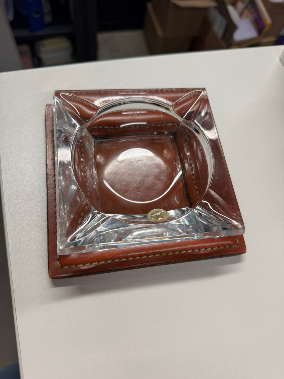 Asbak delvaux, Maison & Meubles, Enlèvement, Comme neuf, Carré, Verre
