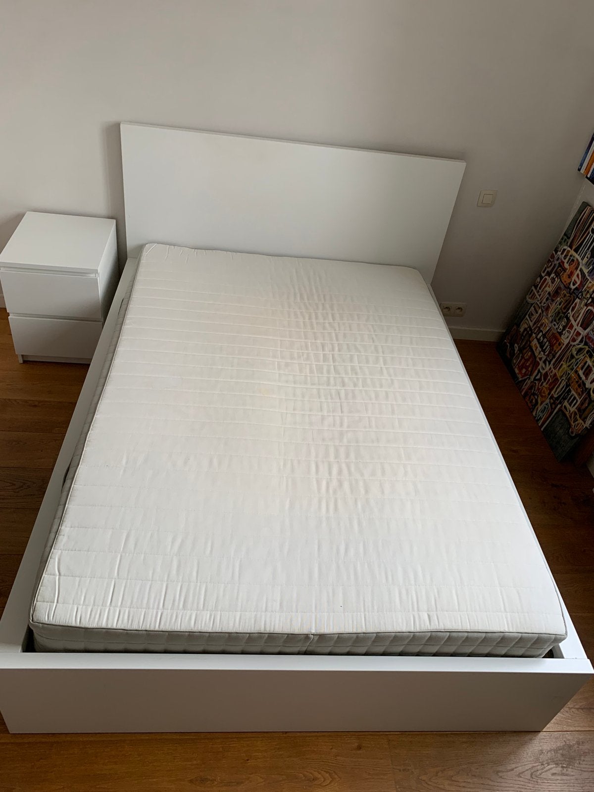 Lit Malm Ikea 140 x 200 cm, Enlèvement, Utilisé, Blanc, 200 cm