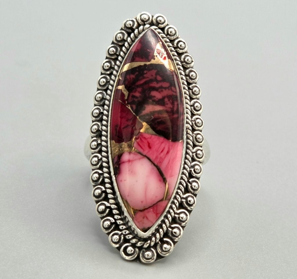 Zilveren design ring edelsteen oyster turkooise. 2026/674, Bijoux, Sacs & Beauté, Enlèvement ou Envoi, Autres couleurs, Femme ou Homme