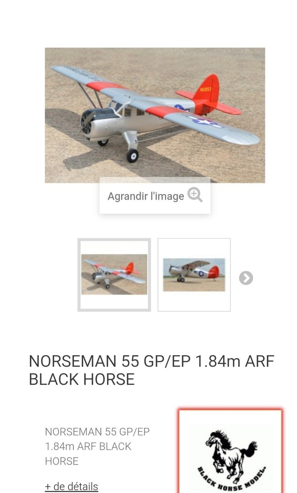 Norseman 55 black horse, Hobby & Loisirs créatifs, Enlèvement, Avion