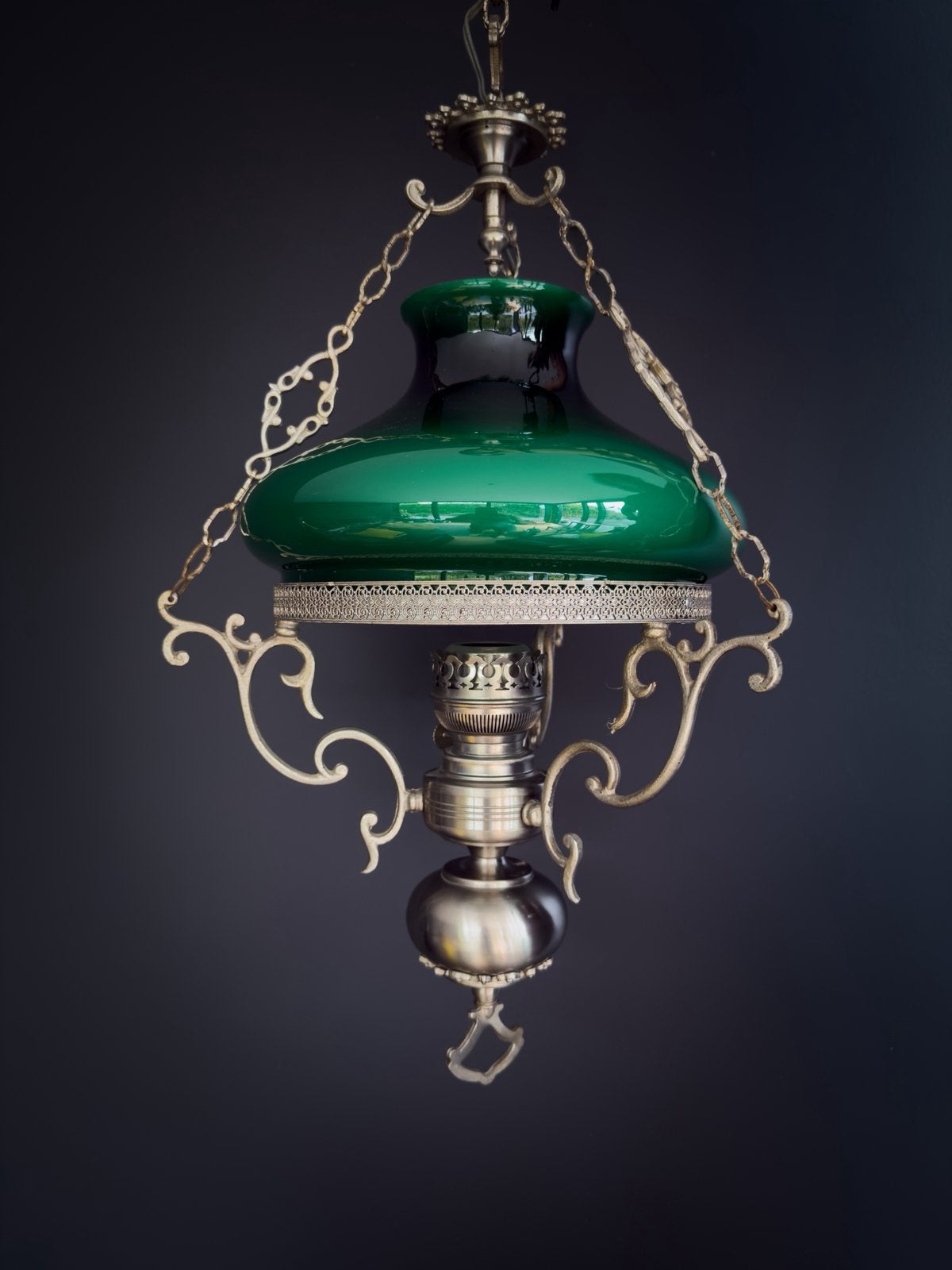 Vintage groene glazen hanglamp – Kosmos Brenner, Antiek en Kunst, Ophalen