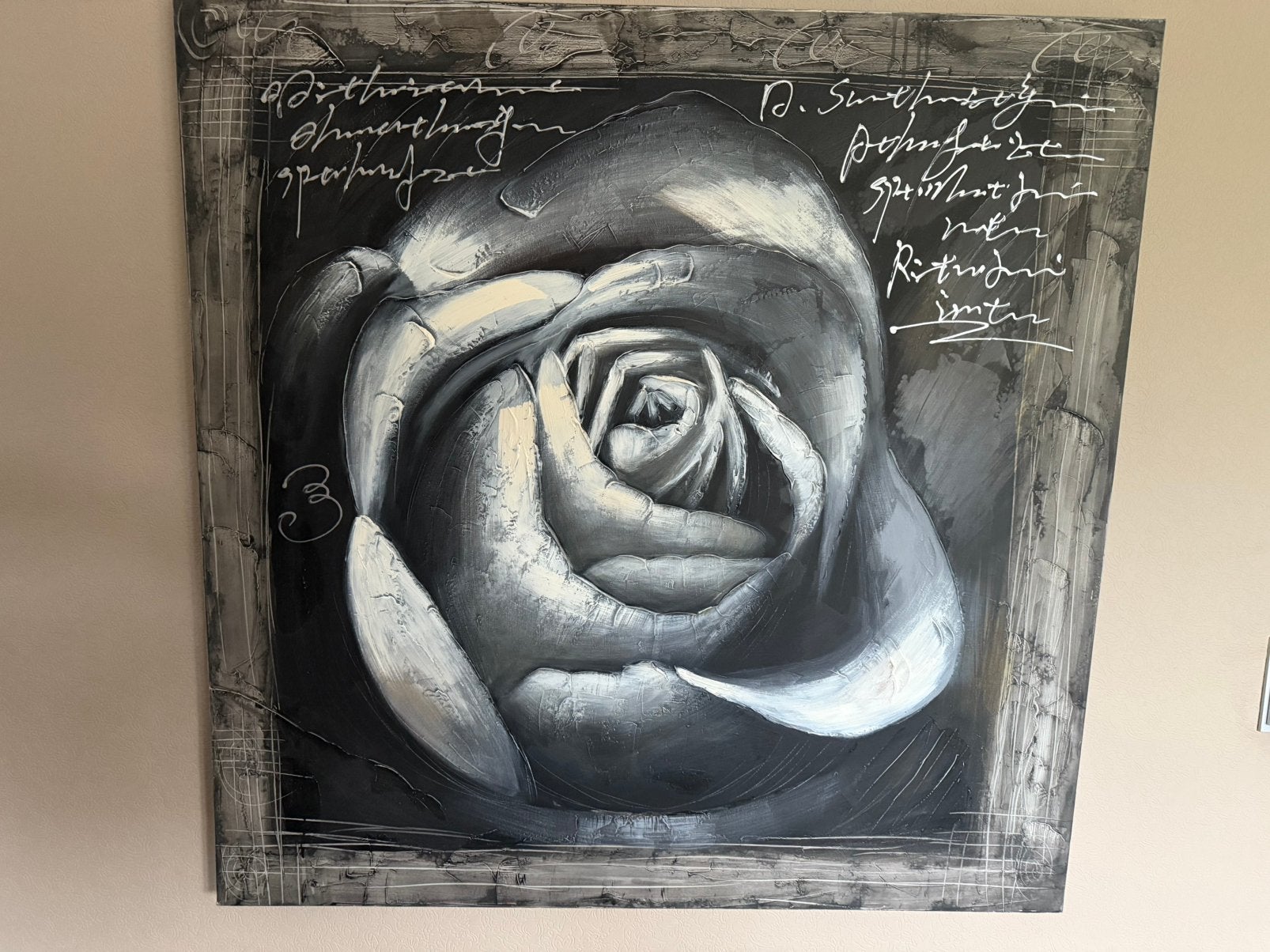 Schilderij zwarte roos met reliëf, Ophalen, Schilderij