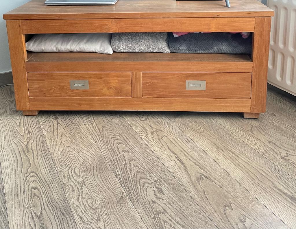 Meuble tv + table basse, Maison & Meubles, Teck, Comme neuf, Enlèvement, 50 à 100 cm
