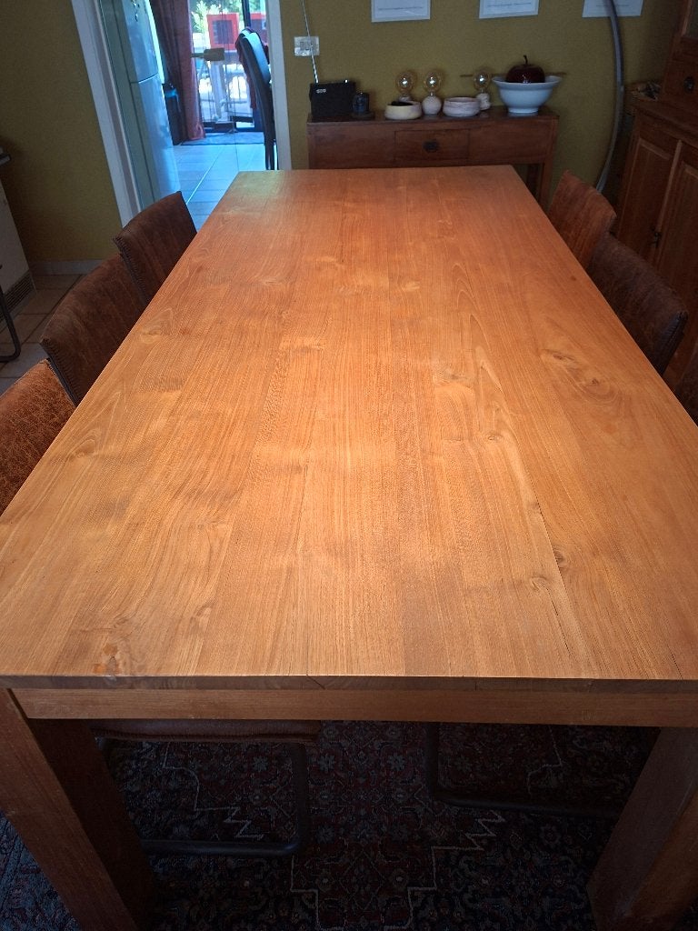 Teakhouten eettafel, Huis en Inrichting, Tafels | Eettafels, Ophalen, 100 tot 150 cm, Teakhout, 200 cm of meer