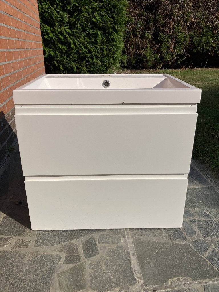 Badkamermeubel met wastafel en lades wit gelakt, Huis en Inrichting, Ophalen, Gebruikt, 50 tot 100 cm, Minder dan 100 cm