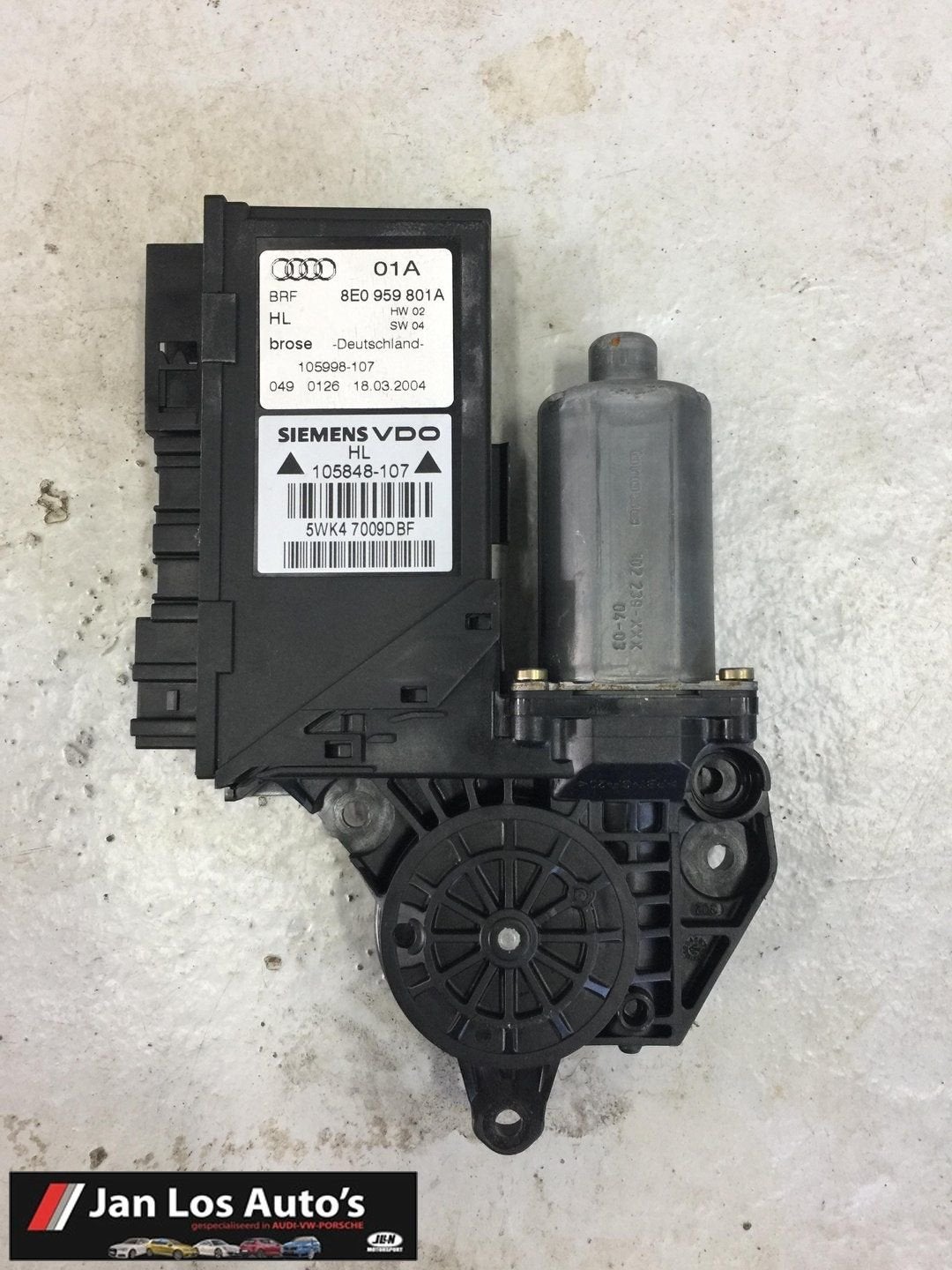 Raammotor Linksachter Audi A4 8E ('07-'16) 8E0959801A, -, Audi, Utilisé, -