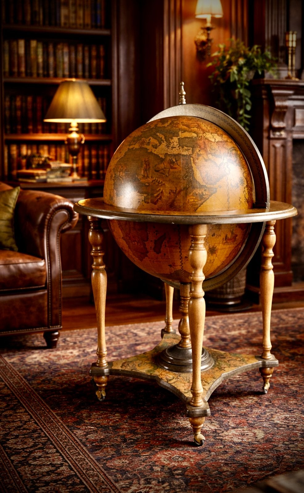 Antiek Renaissance stijl wereldbol drankkast / globe bar, Huis en Inrichting, Woonaccessoires | Wereldbollen, Ophalen, Gebruikt