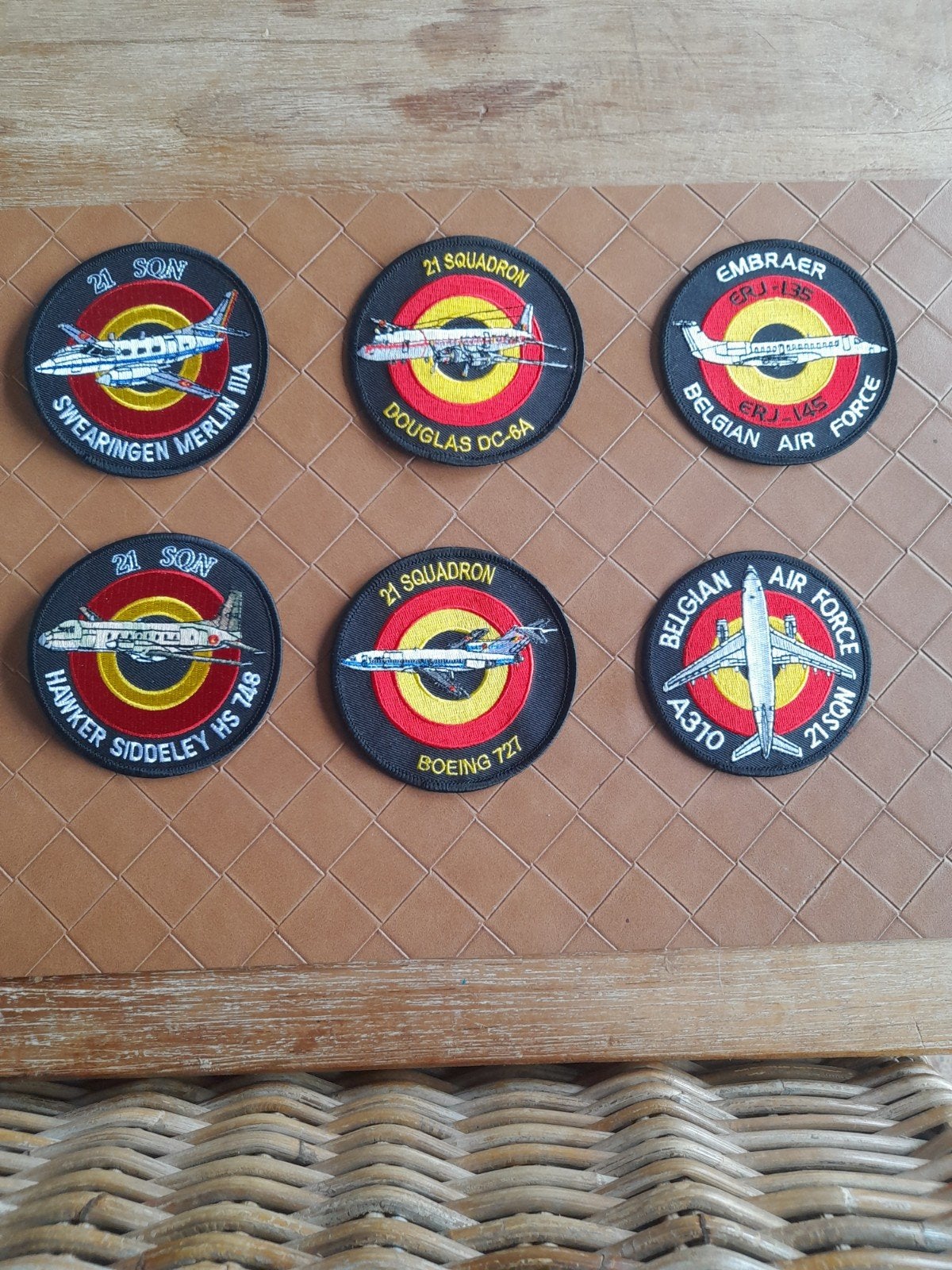 6 patchs 21Sqn 15Wing, anciens avions, Enlèvement ou Envoi, Comme neuf, Écusson, Insigne ou Logo