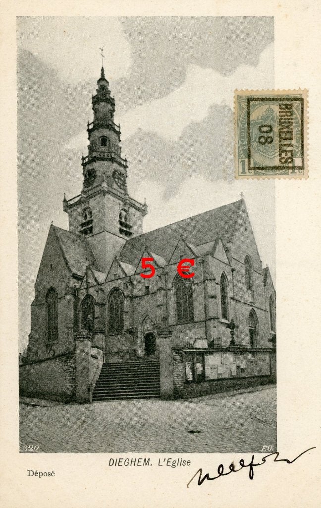 carte postale - Église de Diegem, Envoi