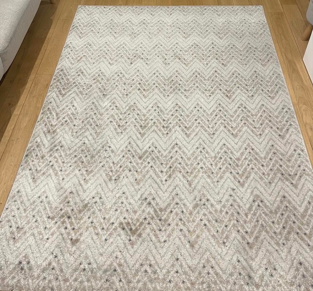 Tapis salon ~150x200cm design chevron zigzag, Enlèvement ou Envoi, Comme neuf, Beige
