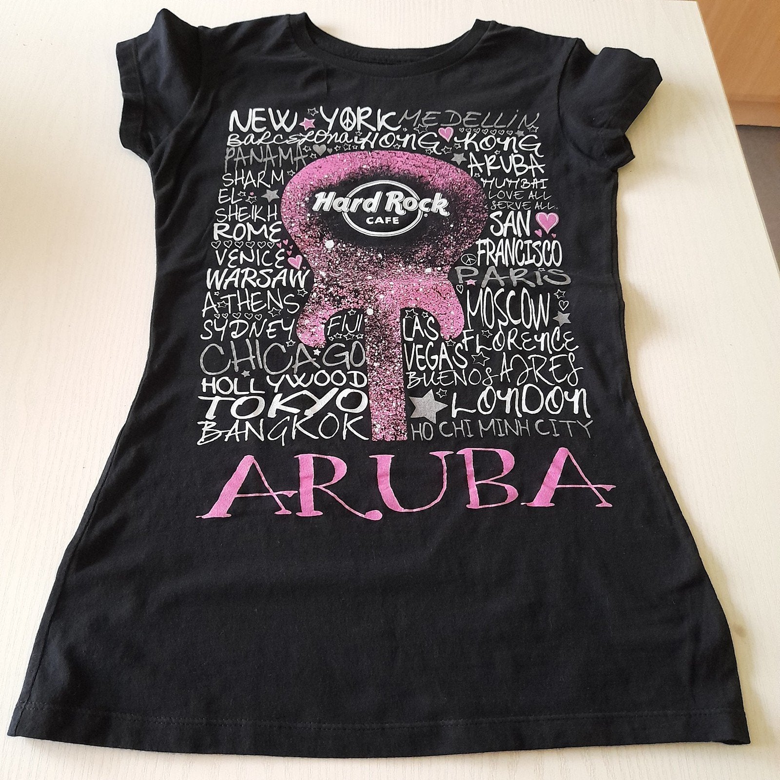 T-shirt Hard Rock Cafe Aruba - maat small., Vêtements | Femmes, Enlèvement ou Envoi, Noir