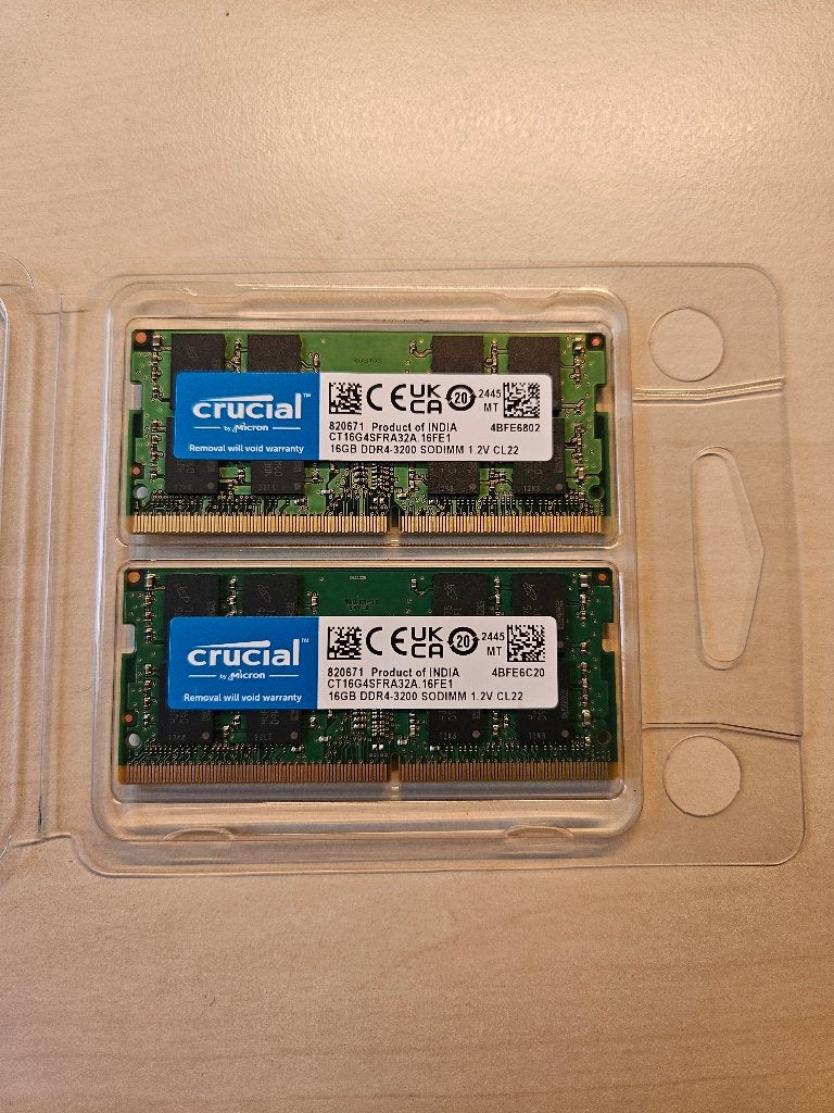 CRUCIAL DDR4 2x16GB 3200 Mhz, Computers en Software, 32 GB, DDR4, Ophalen of Verzenden, Zo goed als nieuw