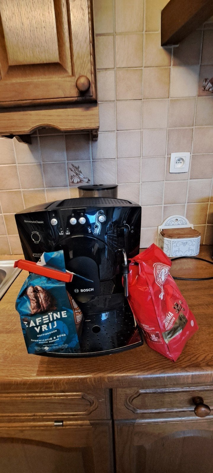 Koffie machine met bonen, Ophalen