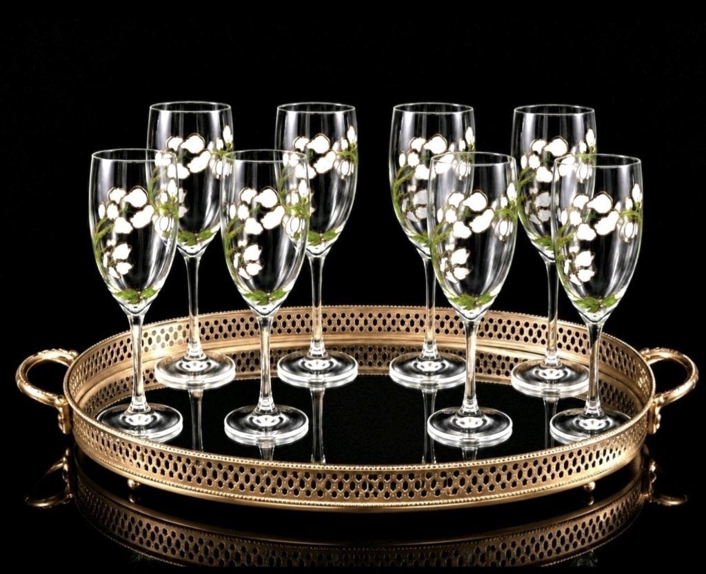 8 Perrier-Jouët - Flûtes à champagne originales, Enlèvement ou Envoi
