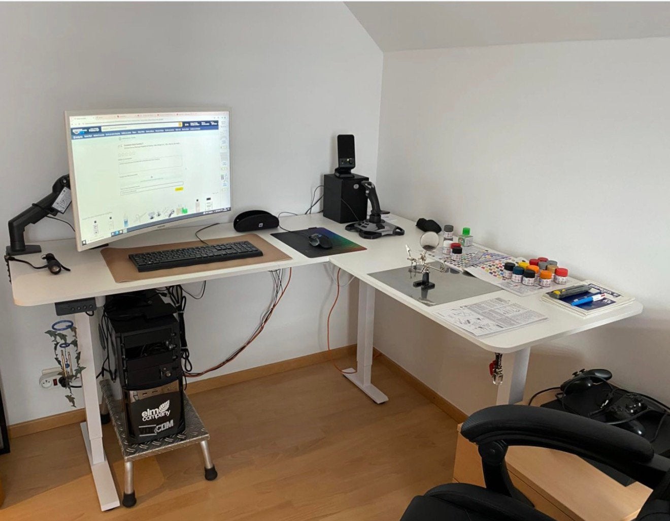 Elektrisch Ergonomisch zit-sta bureau L-vorm Wit laatste 2, Huis en Inrichting, Zit-sta bureau, Elektrisch, Ophalen of Verzenden