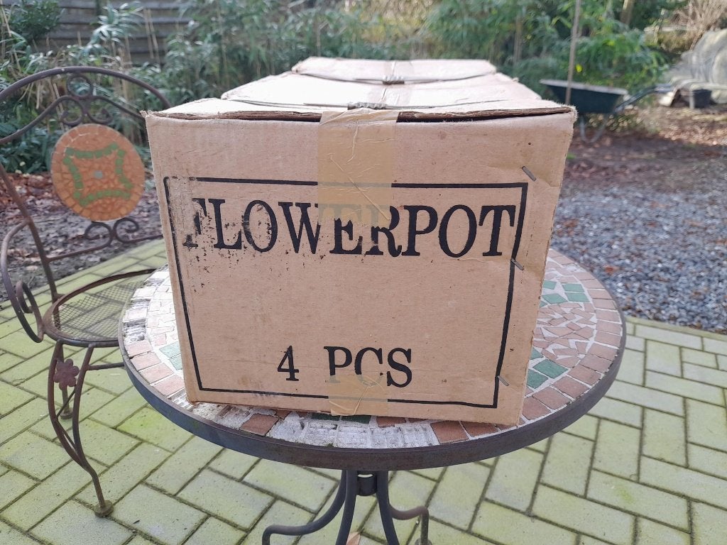 4 Stenen potten, Tuin en Terras, Rond, Nieuw, Minder dan 40 cm, Binnen