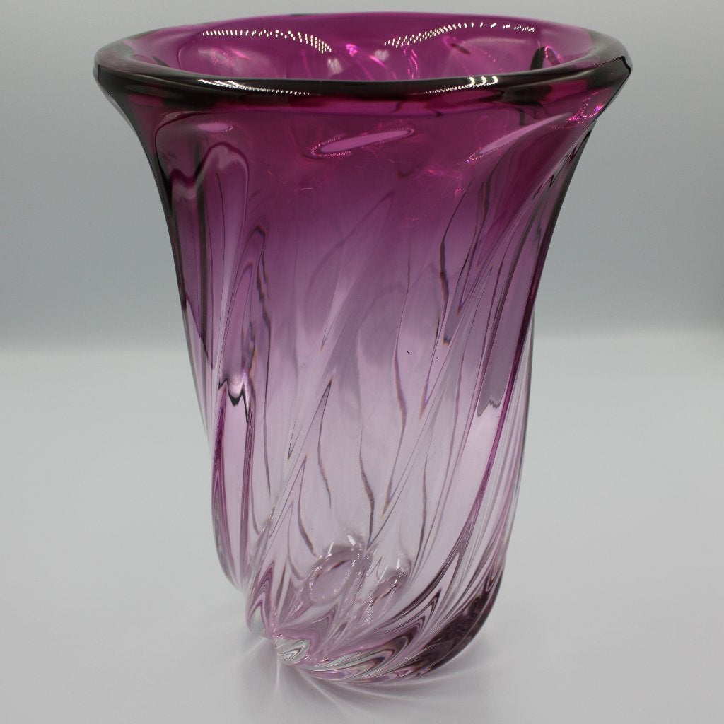Val Saint Lambert kristallen vaas, paars, jaren 50-60, 25 cm, Ophalen of Verzenden