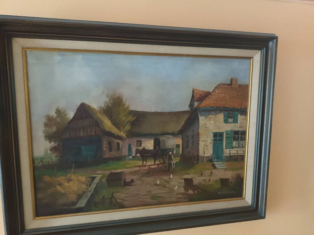 Paysage champêtre.  Tableau peint, Paysage, Enlèvement, Signé, Peinture à l'huile