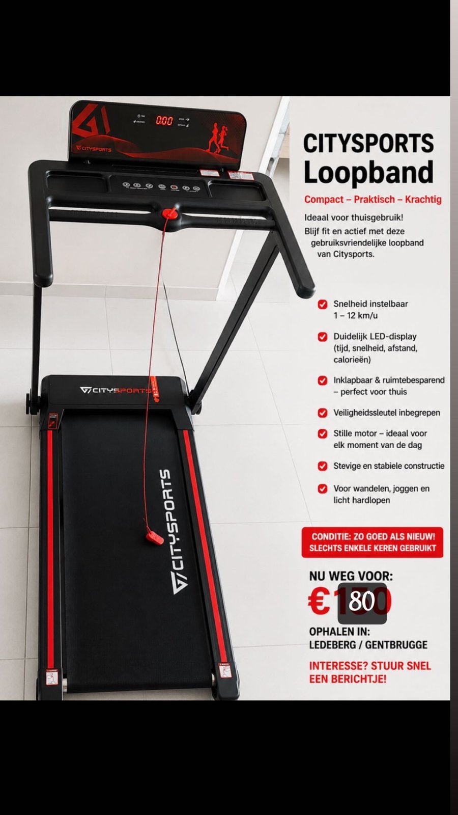 Loopband gemakkelijk te verbergen,, Ophalen, Zo goed als nieuw, Loopband