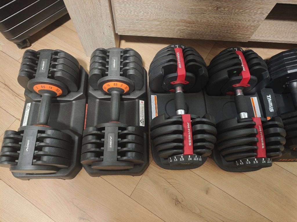 Haltères réglables 25 kg x 2/set, Sports & Fitness, Équipement de fitness, Neuf, Set d’haltères, Bras, Jambes, Pectoraux, Abdominaux