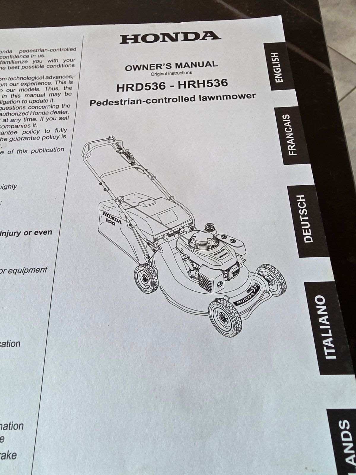 grasmaaier honda HRH536K4 HXEH, Enlèvement