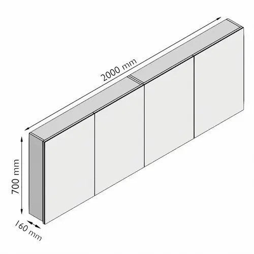 Spiegelkast badkamer 200x70x16 wit, Huis en Inrichting, Ophalen, Spiegelkast, Nieuw, 200 cm of meer
