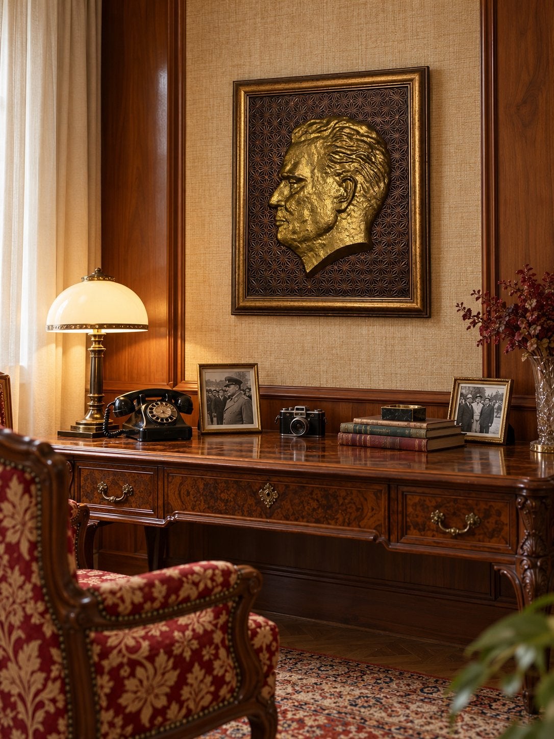 Cadre Tito – portrait doré en relief, Enlèvement ou Envoi, Cuivre