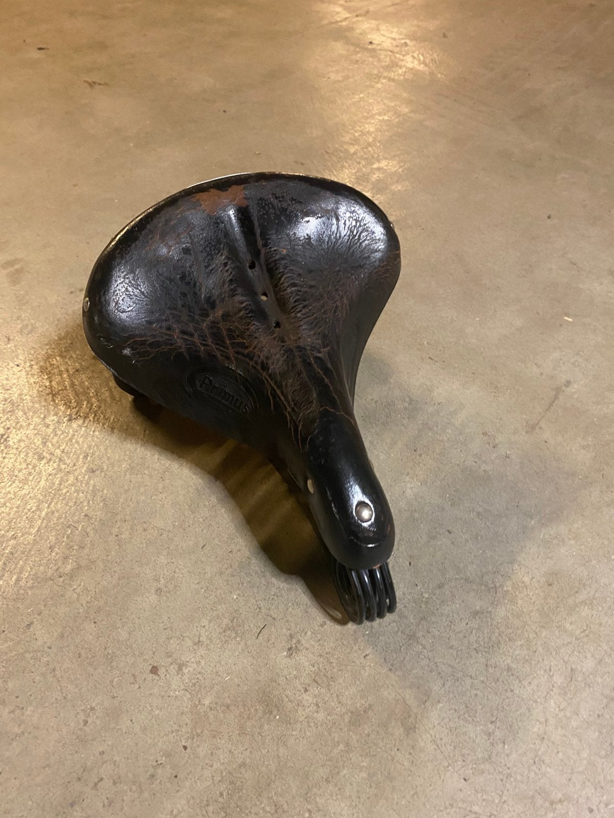 Selle cuir vintage LEPPER Primus Holland - 6 ressorts, Enlèvement ou Envoi, Utilisé, Selle, Cuir