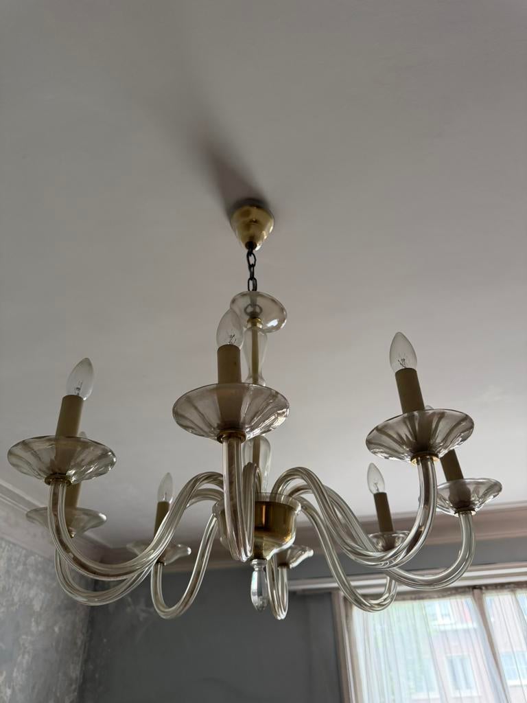 Superbe lustre en verre soufflé – 8 bras – Murano, Huis en Inrichting, Ophalen, Gebruikt, Glas, /