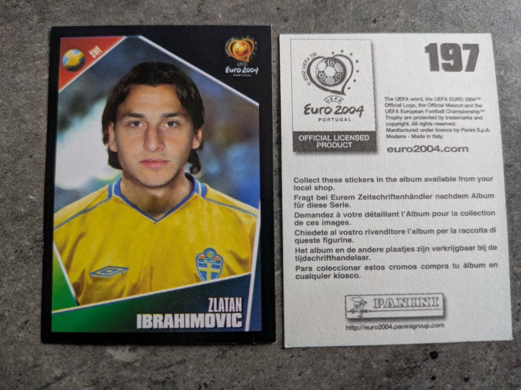 PANINI EURO 2004 ZLATAN IBRAHIMOVIC NO 197 VOETBAL STICKER, Hobby en Vrije tijd, Verzenden, Nieuw, Sticker