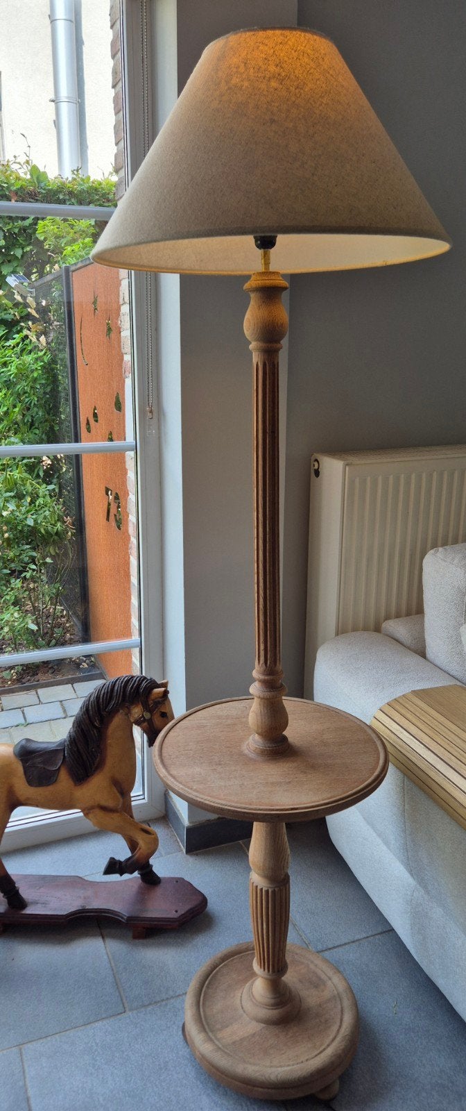 Landelijke Staande Lamp - Eikenhout, Huis en Inrichting, Ophalen