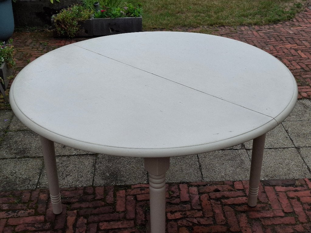 Ronde eettafel met 2 verlengstukken, Huis en Inrichting, Tafels | Eettafels, Ophalen, Gebruikt, Ikea, Grenenhout