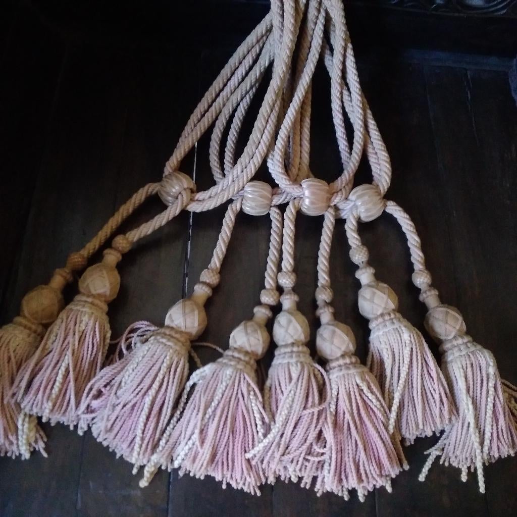 4 grote antieke gordijnen embrasses, Ophalen, Gebruikt, Crème, Barok