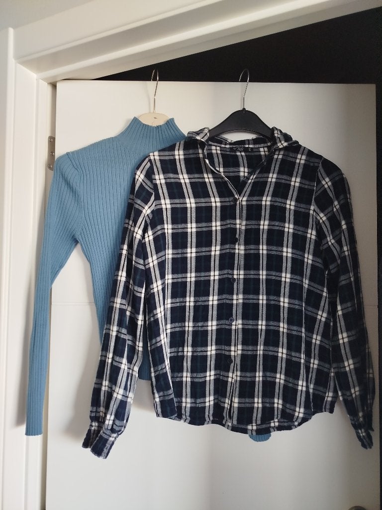 Een geruite blouse en een pull met lange mouwen, Kleding | Dames, Blauw, Bel & Bo, Ophalen of Verzenden, Zo goed als nieuw
