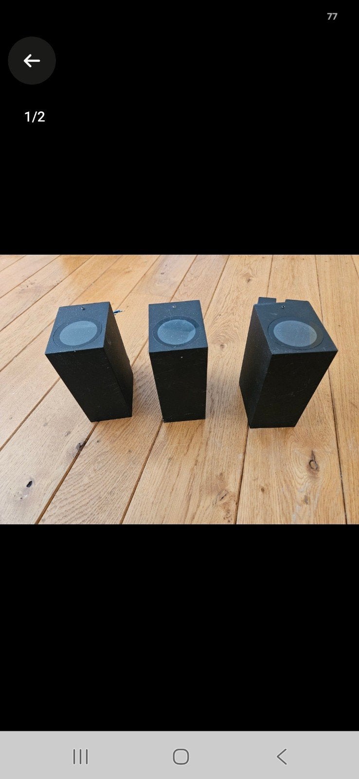 3 moderne zwarte metalen muurlampen, Maison & Meubles, Enlèvement, Utilisé, Métal, Noir