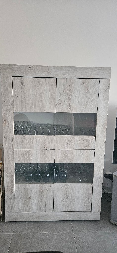 Meuble Vitrine quatre portes, 25 à 50 cm, Comme neuf, 100 à 150 cm, Autres essences de bois