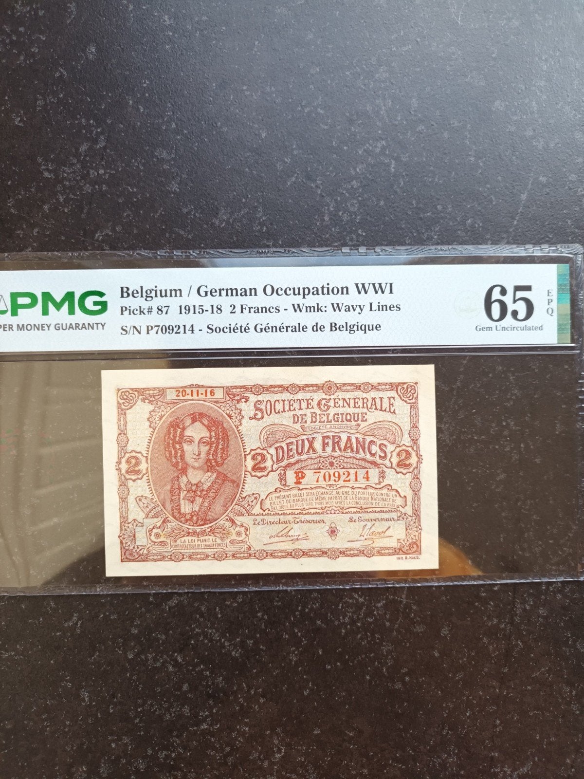 2 francs Société Générale in FDC PMG 65EPQ!!, Ophalen of Verzenden, Los biljet