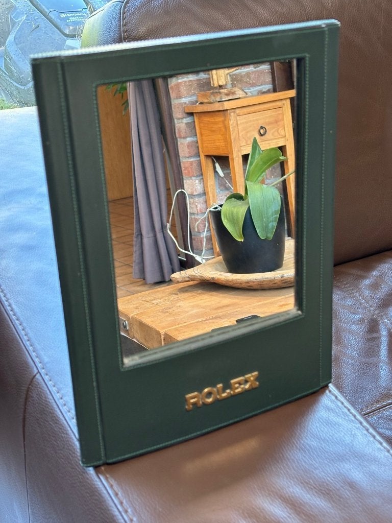 Miroir de présentation officiel Rolex – Cuir Vert Iconique, Moins de 100 cm, Comme neuf, Enlèvement, Rectangulaire