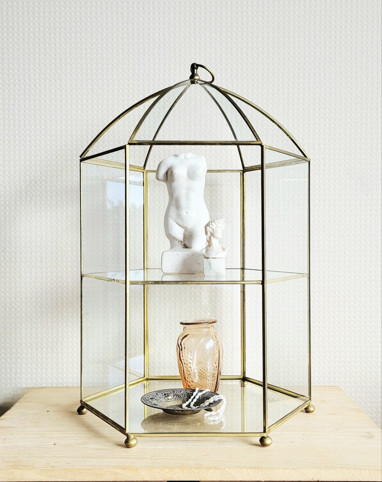 Belle grande vitrine vintage en verre !, Enlèvement ou Envoi