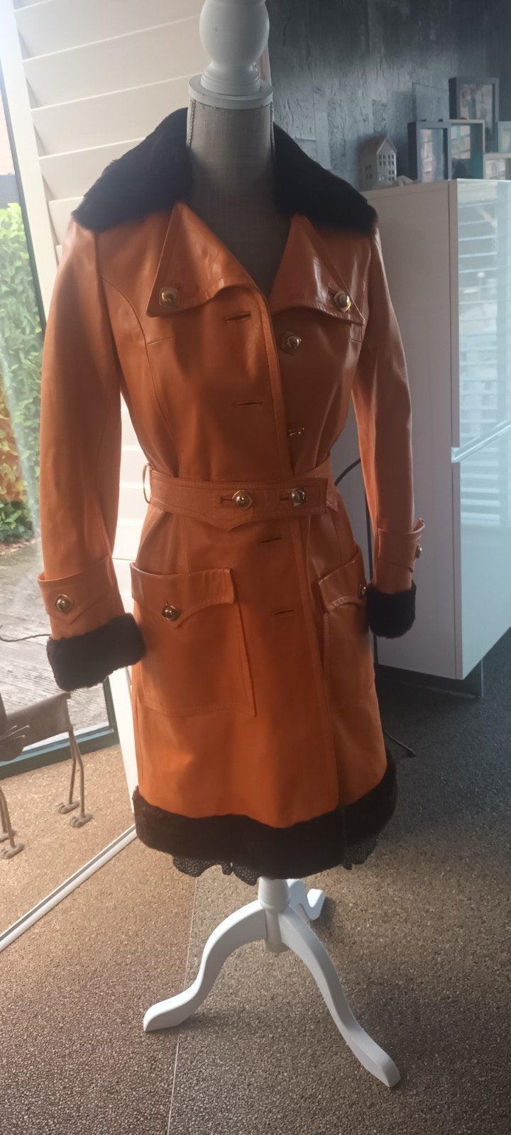 lederen damesjas,vintagestijl., Kleding | Dames, Ophalen, Oranje, Zo goed als nieuw, Antelux