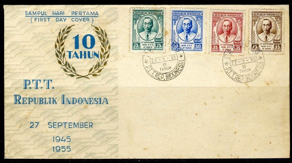 INDONESIE: ZB 146/149 FDC 1955 Indonesische P.T.T., Verzenden, Gestempeld, Zuid-Azië