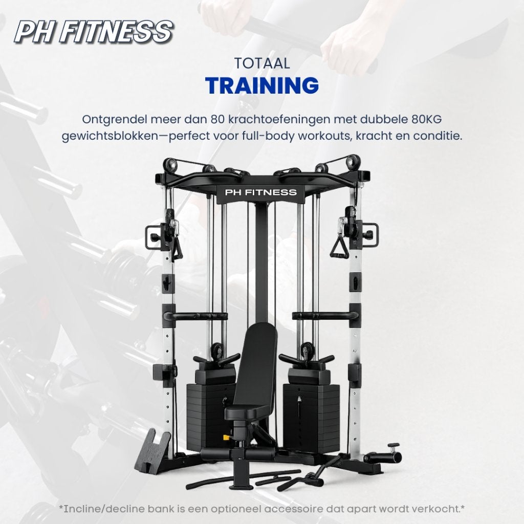 PH Fitness V-Frame Cable Crossover - Home Gym 160KG, Enlèvement, Neuf, Jambes, Autres types