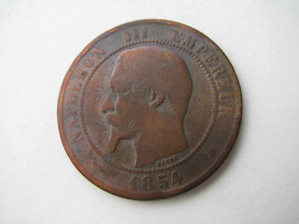 10 c Napoléon III 1854 tête nue-BB, Envoi, France