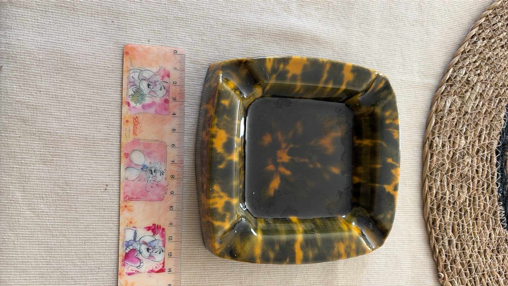 Cendrier vintage décor écaille de tortue (60-70), Enlèvement ou Envoi